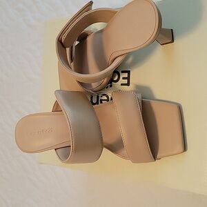 Open Edit Tan Slip-on Heels